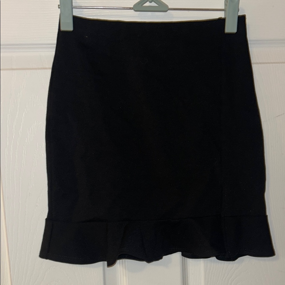 All Saints Black Ruffled Pencil Skirt